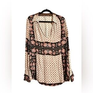 Free People Changing Times Tunic in Tea Combo Floral Boho Loose fit GUC size S